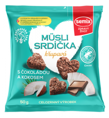SEMIX Müsli srdíčka s čokoládou a kokosem 50 g